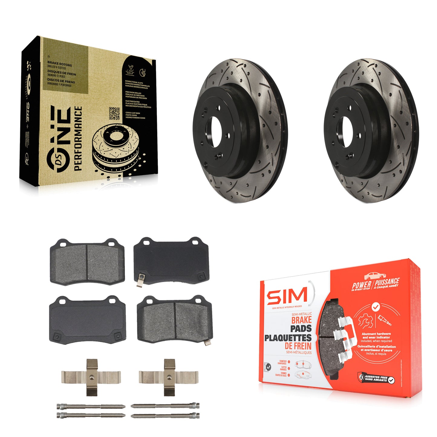 [Arrière] Kit de disque (percé rainuré revêtu) et plaquette (semi-métallique) de frein pour Hyundai Genesis Coupe KDS-100466