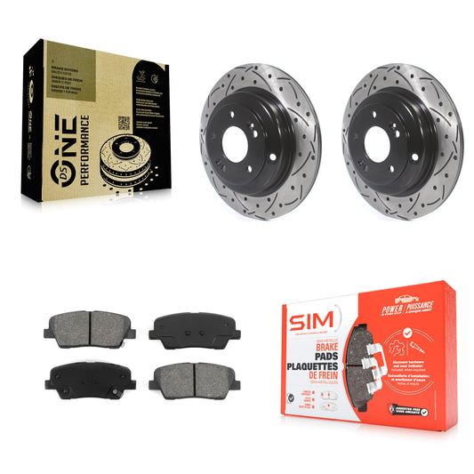 [Arrière] Kit de disque (percé rainuré revêtu) et plaquette (semi-métallique) de frein pour Hyundai Genesis Coupe KDS-100467