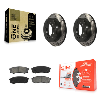 [Arrière] Kit de disque (percé rainuré revêtu) et plaquette (semi-métallique) de frein pour Toyota 4Runner Lexus GX460 FJ Cruiser KDS-100469