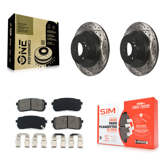[Arrière] Kit de disque (percé rainuré revêtu) et plaquette (semi-métallique) de frein pour 2015-2021 Kia Sedona KDS-100471