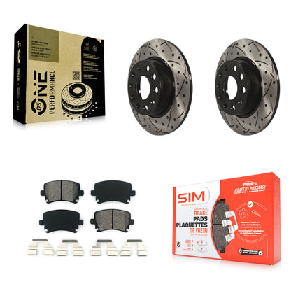 [Arrière] Kit de disque (percé rainuré revêtu) et plaquette (semi-métallique) de frein pour Volkswagen GTI KDS-100473