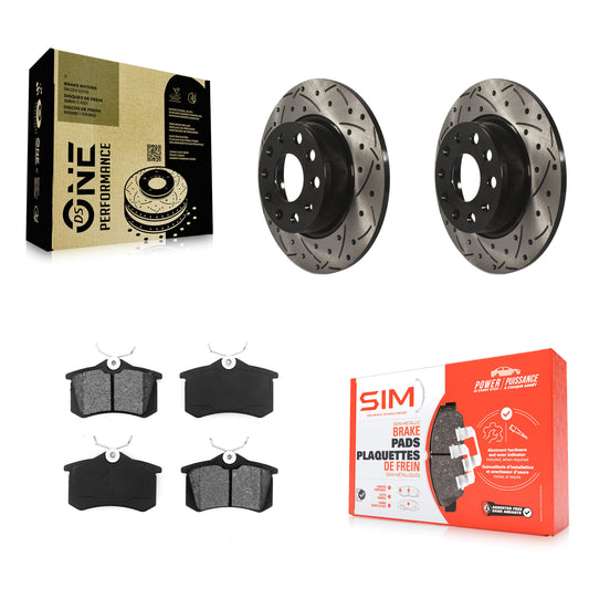 [Arrière] Kit de disque (percé rainuré revêtu) et plaquette (semi-métallique) de frein pour Volkswagen Beetle Golf avec 272mm Diameter Rotor KDS-100475