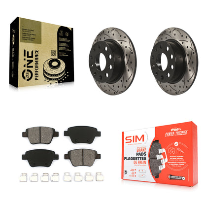 [Arrière] Kit de disque (percé rainuré revêtu) et plaquette (semi-métallique) de frein pour Volkswagen Beetle GTI Eos avec 253mm Diameter Rotor KDS-100476