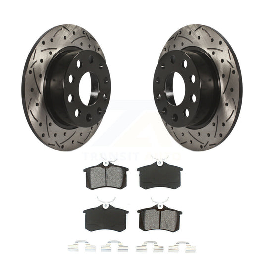[Arrière] Kit de disque (percé rainuré revêtu) et plaquette (semi-métallique) de frein pour 2011 Volkswagen Jetta avec 253mm Diameter Rotor KDS-100477