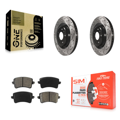 [Arrière] Kit de disque (percé rainuré revêtu) et plaquette (semi-métallique) de frein pour Audi Q5 A5 SQ5 Quattro S5 A4 KDS-100479