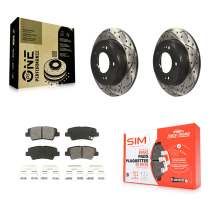 [Arrière] Kit de disque (percé rainuré revêtu) et plaquette (semi-métallique) de frein pour Hyundai Elantra Kia Soul Forte Veloster GT Forte5 Coupe Koup KDS-100483
