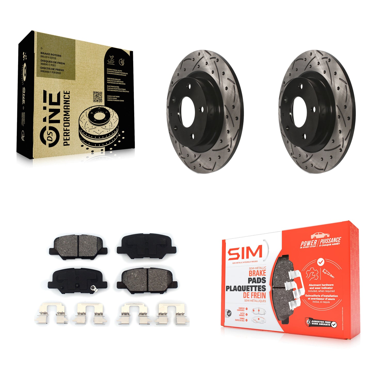 [Arrière] Kit de disque (percé rainuré revêtu) et plaquette (semi-métallique) de frein pour 2014-2015 Mazda 6 KDS-100487