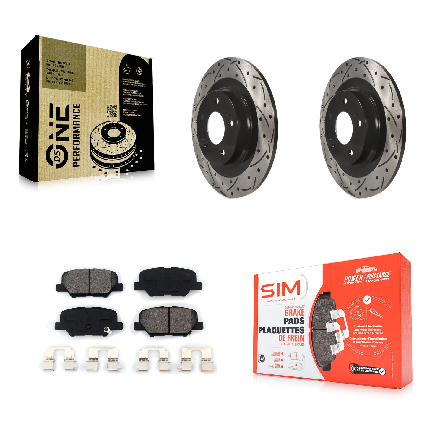 [Arrière] Kit de disque (percé rainuré revêtu) et plaquette (semi-métallique) de frein pour Mitsubishi Outlander Sport PHEV RVR KDS-100488