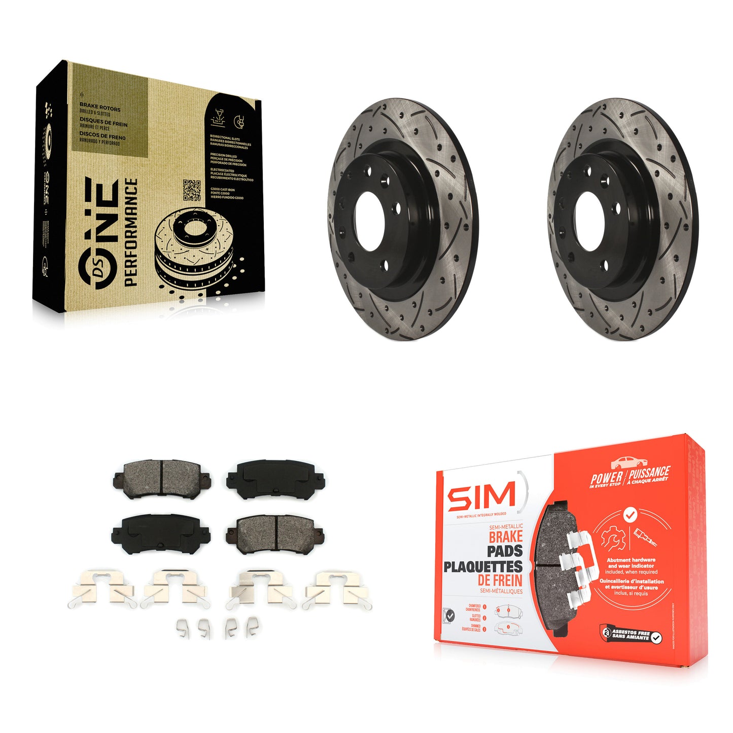 [Arrière] Kit de disque (percé rainuré revêtu) et plaquette (semi-métallique) de frein pour 2016-2018 Mazda CX-3 KDS-100495