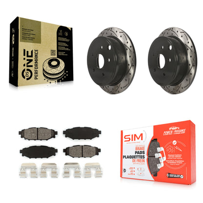 [Arrière] Kit de disque (percé rainuré revêtu) et plaquette (semi-métallique) de frein pour Subaru WRX KDS-100496