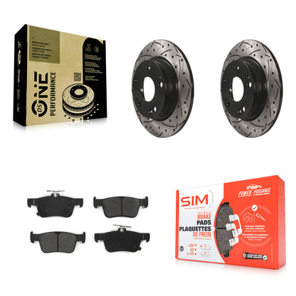 [Arrière] Kit de disque (percé rainuré revêtu) et plaquette (semi-métallique) de frein pour Honda Civic KDS-100497