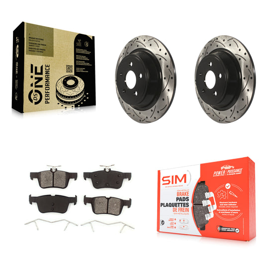 [Arrière] Kit de disque (percé rainuré revêtu) et plaquette (semi-métallique) de frein pour Ford Edge Fusion Lincoln MKX MKZ Nautilus Continental Police Responder Hybrid SSV Plug-In KDS-100498