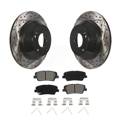 [Arrière] Kit de disque (percé rainuré revêtu) et plaquette (semi-métallique) de frein pour Kia Sorento Hyundai Santa Fe Sport XL KDS-100506 par Transit Auto