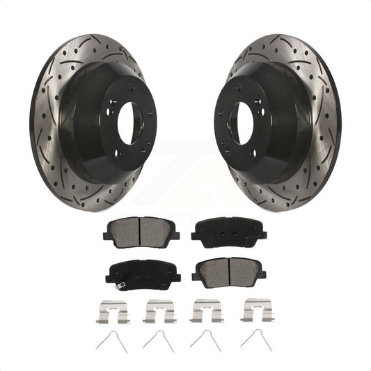 [Arrière] Kit de disque (percé rainuré revêtu) et plaquette (semi-métallique) de frein pour Kia Sorento Hyundai Santa Fe Sport XL KDS-100506 par Transit Auto