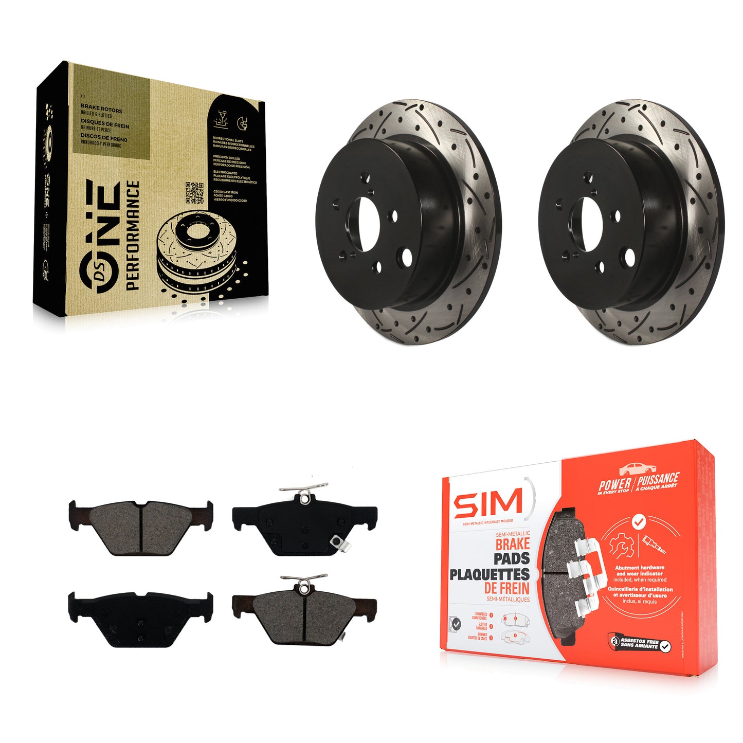 [Arrière] Kit de disque (percé rainuré revêtu) et plaquette (semi-métallique) de frein pour Subaru Crosstrek KDS-100510