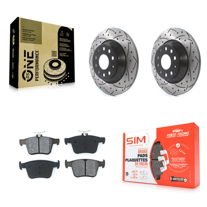 [Arrière] Kit de disque (percé rainuré revêtu) et plaquette (semi-métallique) de frein pour Volkswagen Tiguan Jetta Audi TT Quattro KDS-100514