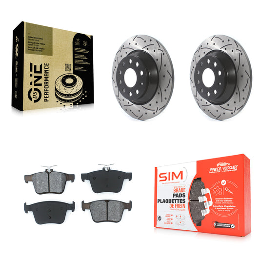 [Arrière] Kit de disque (percé rainuré revêtu) et plaquette (semi-métallique) de frein pour Volkswagen Tiguan Jetta Audi TT Quattro KDS-100514