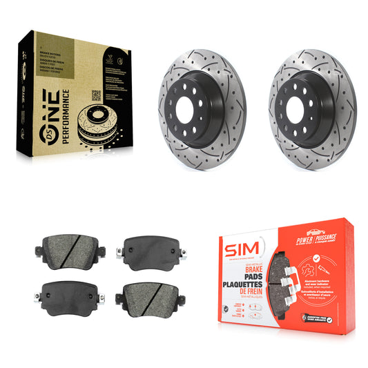 [Arrière] Kit de disque (percé rainuré revêtu) et plaquette (semi-métallique) de frein pour 2016-2018 Audi Q3 Quattro KDS-100515