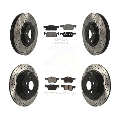 [Avant + Arrière] Kit de disque (percé rainuré revêtu) et plaquette (semi-métallique) de frein pour Ford Edge KDS-100517