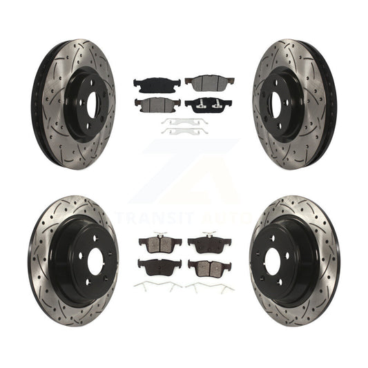 [Avant + Arrière] Kit de disque (percé rainuré revêtu) et plaquette (semi-métallique) de frein pour Ford Edge KDS-100517
