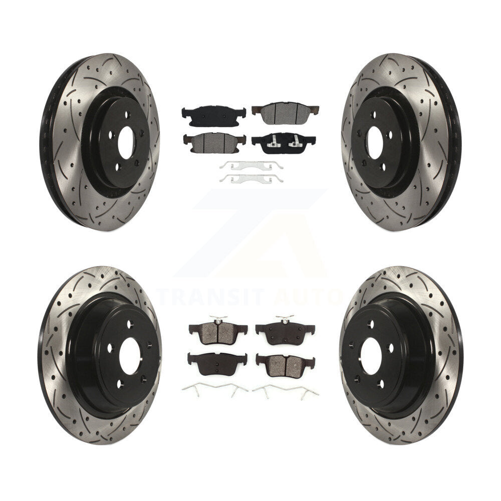 [Avant + Arrière] Kit de disque (percé rainuré revêtu) et plaquette (semi-métallique) de frein pour Ford Edge Lincoln MKX Nautilus KDS-100519