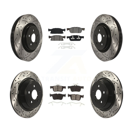 [Avant + Arrière] Kit de disque (percé rainuré revêtu) et plaquette (semi-métallique) de frein pour Ford Edge Lincoln MKX Nautilus KDS-100519