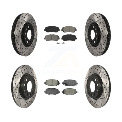 [Avant + Arrière] Kit de disque (percé rainuré revêtu) et plaquette (semi-métallique) de frein pour 2015-2017 Chrysler 200 avec 305mm Diameter Rotor KDS-100520