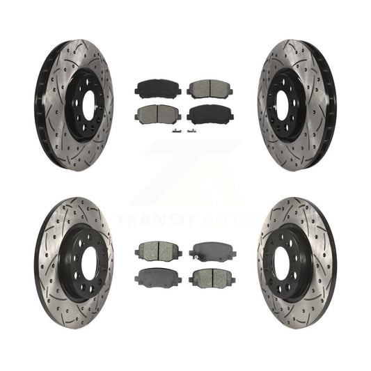 [Avant + Arrière] Kit de disque (percé rainuré revêtu) et plaquette (semi-métallique) de frein pour 2015-2017 Chrysler 200 avec 305mm Diameter Rotor KDS-100520