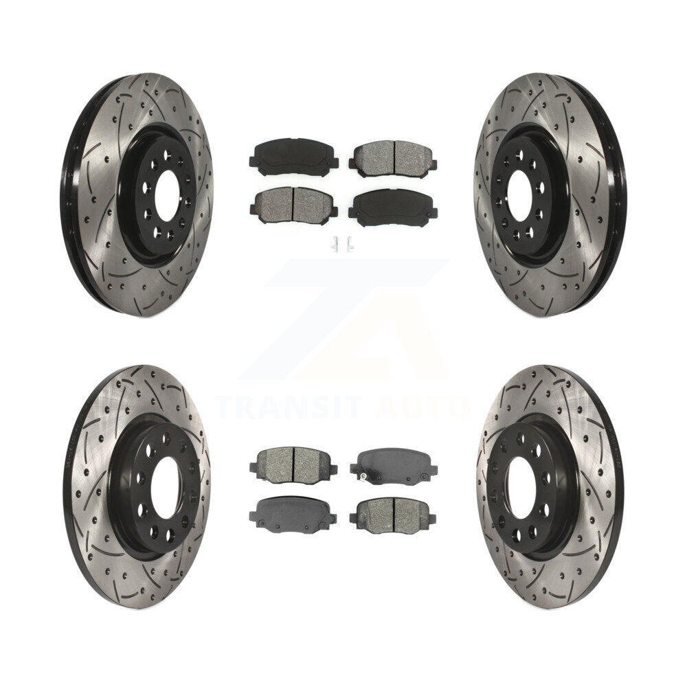 [Avant + Arrière] Kit de disque (percé rainuré revêtu) et plaquette (semi-métallique) de frein pour Jeep Cherokee Chrysler 200 KDS-100522