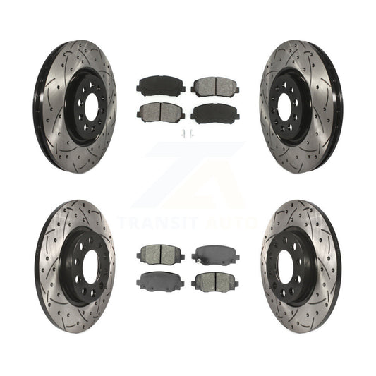 [Avant + Arrière] Kit de disque (percé rainuré revêtu) et plaquette (semi-métallique) de frein pour Jeep Cherokee Chrysler 200 KDS-100522