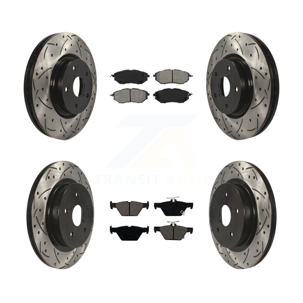 [Avant + Arrière] Kit de disque (percé rainuré revêtu) et plaquette (semi-métallique) de frein pour Subaru Outback Legacy WRX KDS-100523