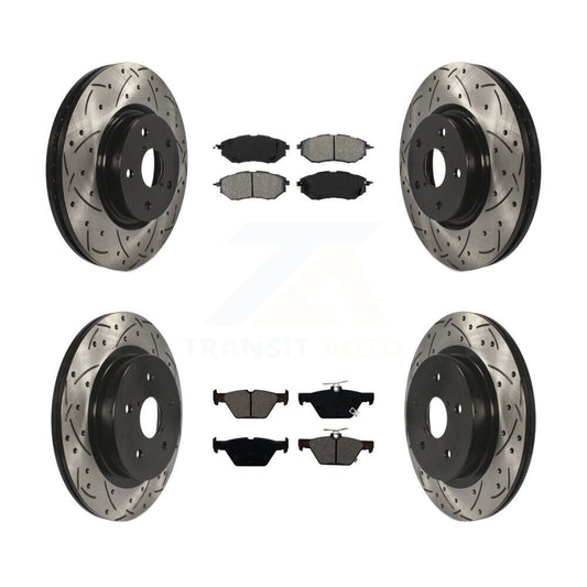 [Avant + Arrière] Kit de disque (percé rainuré revêtu) et plaquette (semi-métallique) de frein pour Subaru Outback Legacy WRX KDS-100523