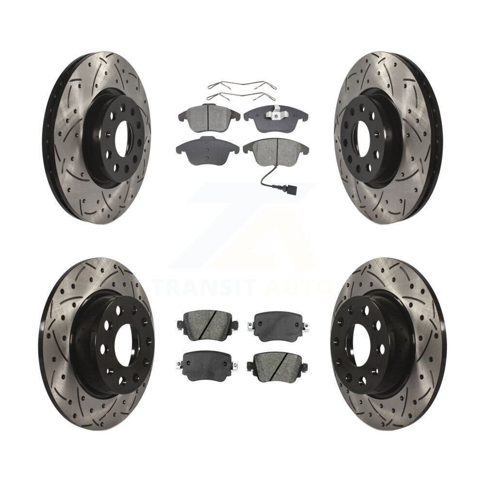[Avant + Arrière] Kit de disque (percé rainuré revêtu) et plaquette (semi-métallique) de frein pour Volkswagen Passat KDS-100524
