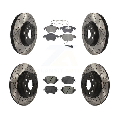 [Avant + Arrière] Kit de disque (percé rainuré revêtu) et plaquette (semi-métallique) de frein pour Volkswagen Passat KDS-100524