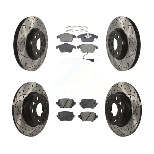[Avant + Arrière] Kit de disque (percé rainuré revêtu) et plaquette (semi-métallique) de frein pour Volkswagen Passat KDS-100524