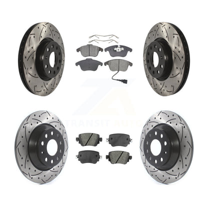[Avant + Arrière] Kit de disque (percé rainuré revêtu) et plaquette (semi-métallique) de frein pour 2016-2018 Audi Q3 Quattro KDS-100525