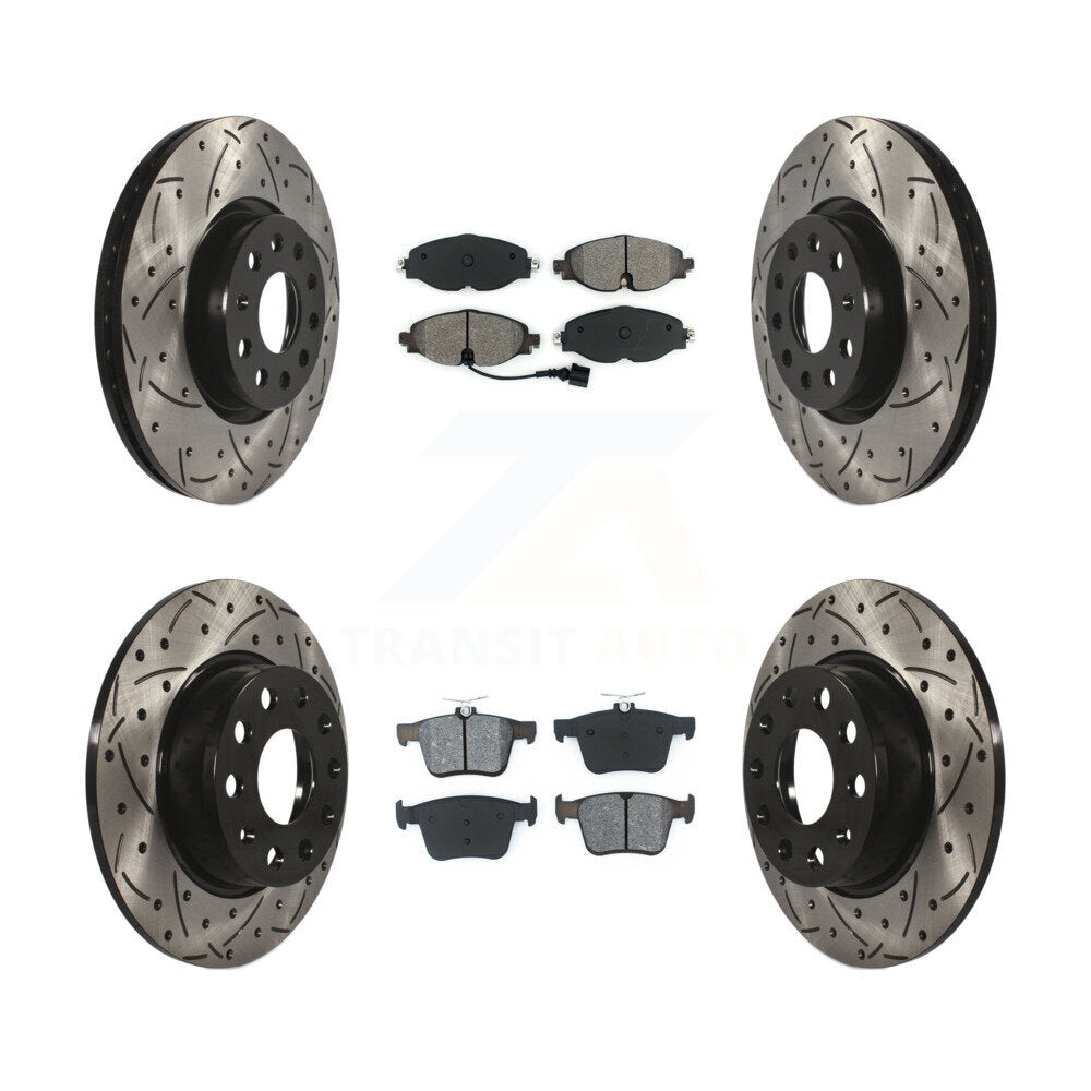 [Avant + Arrière] Kit de disque (percé rainuré revêtu) et plaquette (semi-métallique) de frein pour Audi A3 Quattro Sportback e-tron Volkswagen Taos KDS-100526