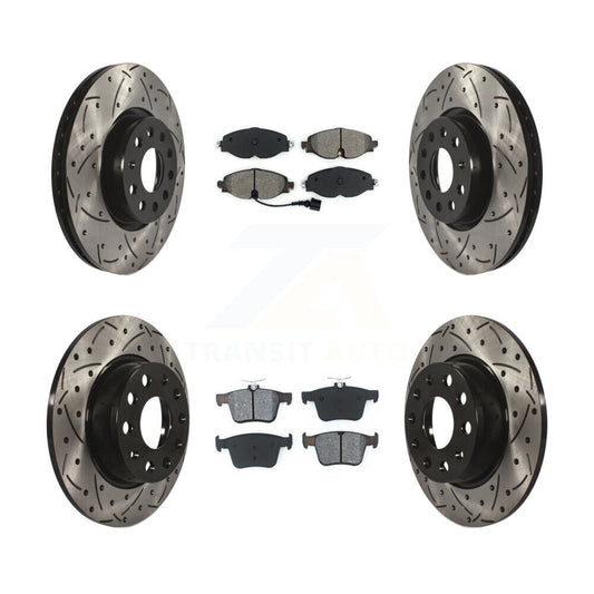 [Avant + Arrière] Kit de disque (percé rainuré revêtu) et plaquette (semi-métallique) de frein pour Audi A3 Quattro Sportback e-tron Volkswagen Taos KDS-100526