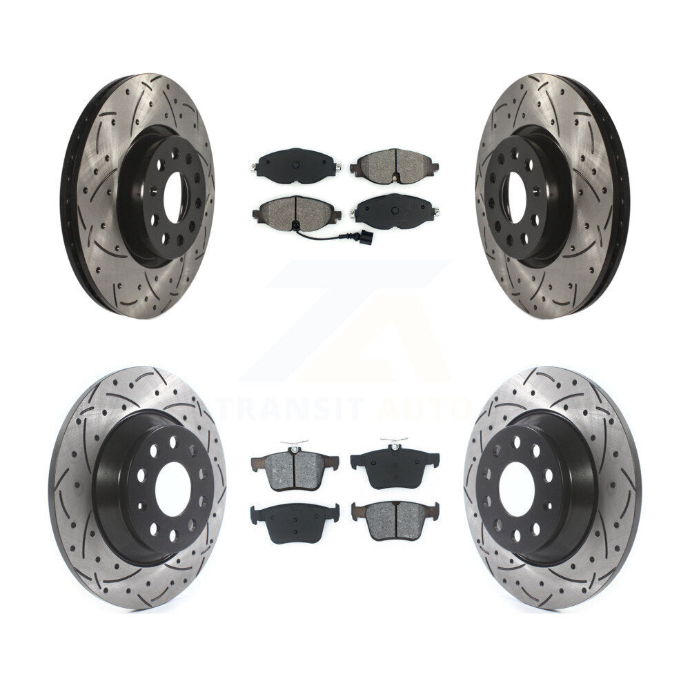 [Avant + Arrière] Kit de disque (percé rainuré revêtu) et plaquette (semi-métallique) de frein pour Audi TT Quattro KDS-100528