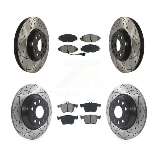 [Avant + Arrière] Kit de disque (percé rainuré revêtu) et plaquette (semi-métallique) de frein pour Audi TT Quattro KDS-100528