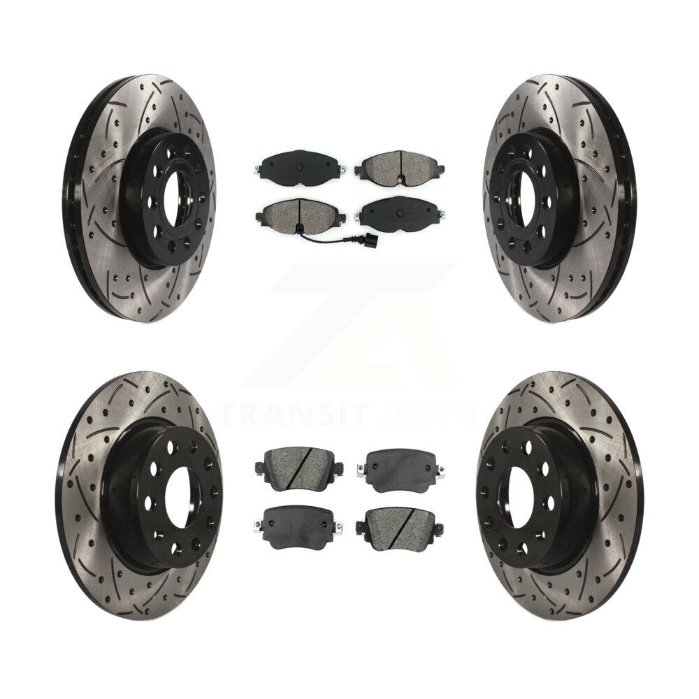 [Avant + Arrière] Kit de disque (percé rainuré revêtu) et plaquette (semi-métallique) de frein pour Volkswagen Golf SportWagen KDS-100530