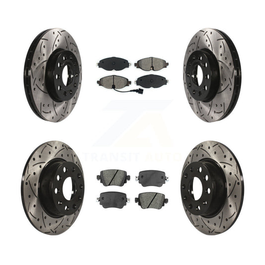 [Avant + Arrière] Kit de disque (percé rainuré revêtu) et plaquette (semi-métallique) de frein pour Volkswagen Golf SportWagen KDS-100530