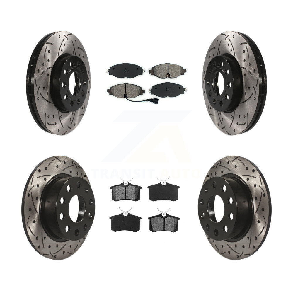 [Avant + Arrière] Kit de disque (percé rainuré revêtu) et plaquette (semi-métallique) de frein pour 2015 Volkswagen Golf SportWagen TDI SE SEL Highline Comfortline Trendline S KDS-100532
