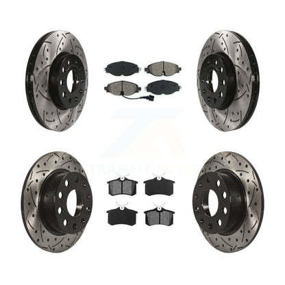 [Avant + Arrière] Kit de disque (percé rainuré revêtu) et plaquette (semi-métallique) de frein pour 2015 Volkswagen Golf SportWagen TDI SE SEL Highline Comfortline Trendline S KDS-100532
