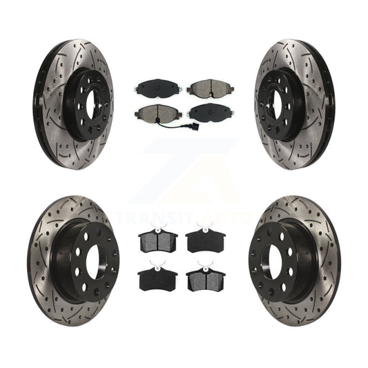 [Avant + Arrière] Kit de disque (percé rainuré revêtu) et plaquette (semi-métallique) de frein pour 2015 Volkswagen Golf SportWagen TDI SE SEL Highline Comfortline Trendline S KDS-100532