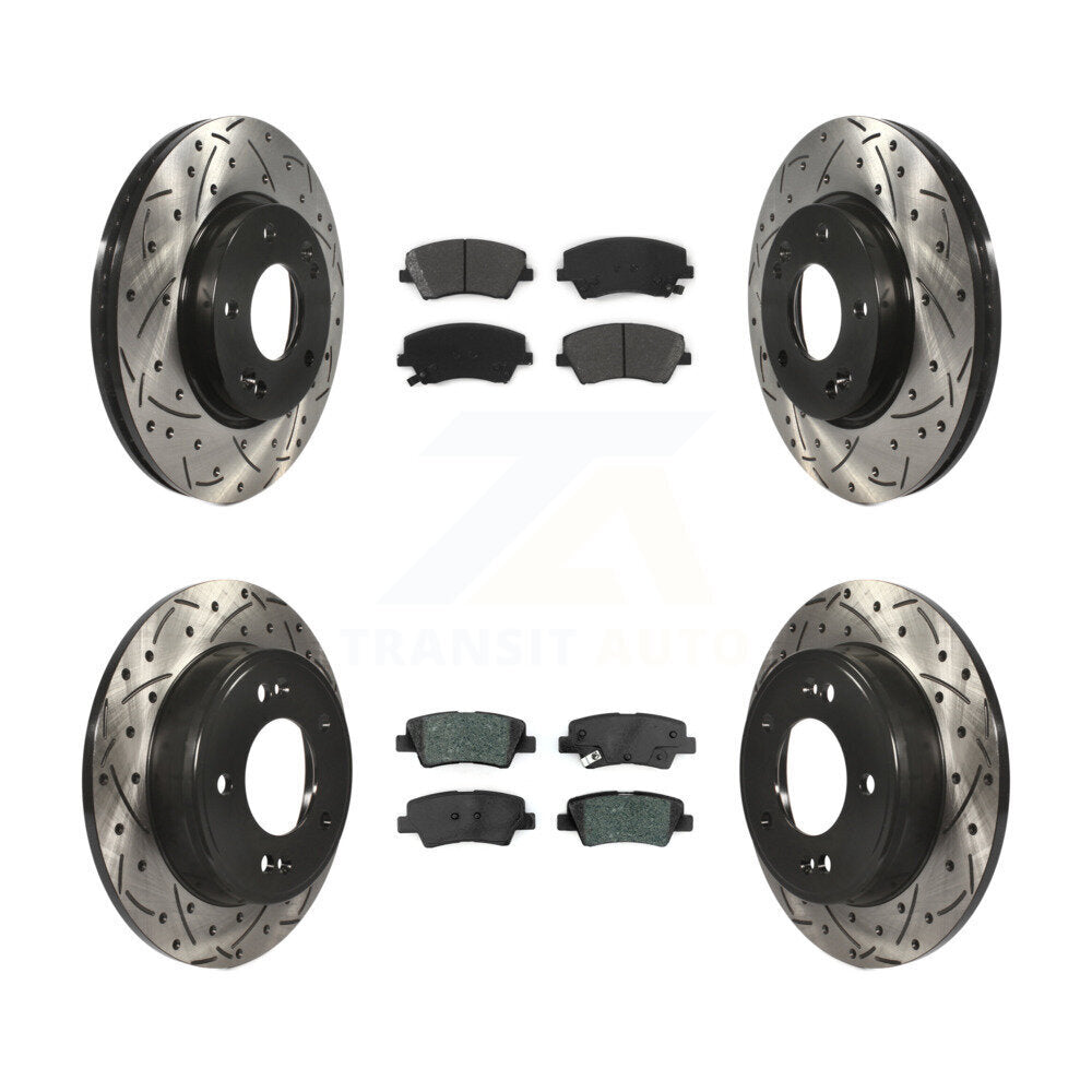 [Avant + Arrière] Kit de disque (percé rainuré revêtu) et plaquette (semi-métallique) de frein pour 2017-2020 Hyundai Elantra 2.0L KDS-100535