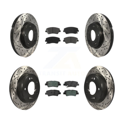 [Avant + Arrière] Kit de disque (percé rainuré revêtu) et plaquette (semi-métallique) de frein pour 2017-2020 Hyundai Elantra 2.0L KDS-100535