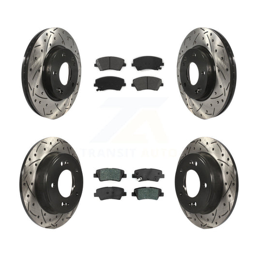 [Avant + Arrière] Kit de disque (percé rainuré revêtu) et plaquette (semi-métallique) de frein pour 2017-2020 Hyundai Elantra 2.0L KDS-100535