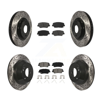 [Avant + Arrière] Kit de disque (percé rainuré revêtu) et plaquette (semi-métallique) de frein pour Kia Sorento Hyundai Santa Fe Sport KDS-100536