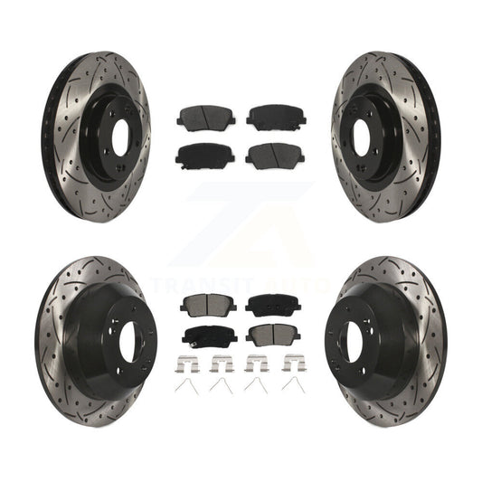 [Avant + Arrière] Kit de disque (percé rainuré revêtu) et plaquette (semi-métallique) de frein pour Kia Sorento Hyundai Santa Fe Sport KDS-100536